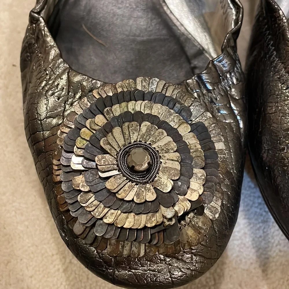 Tory Burch Kelly Ballet Flats in silver anthracite size 10